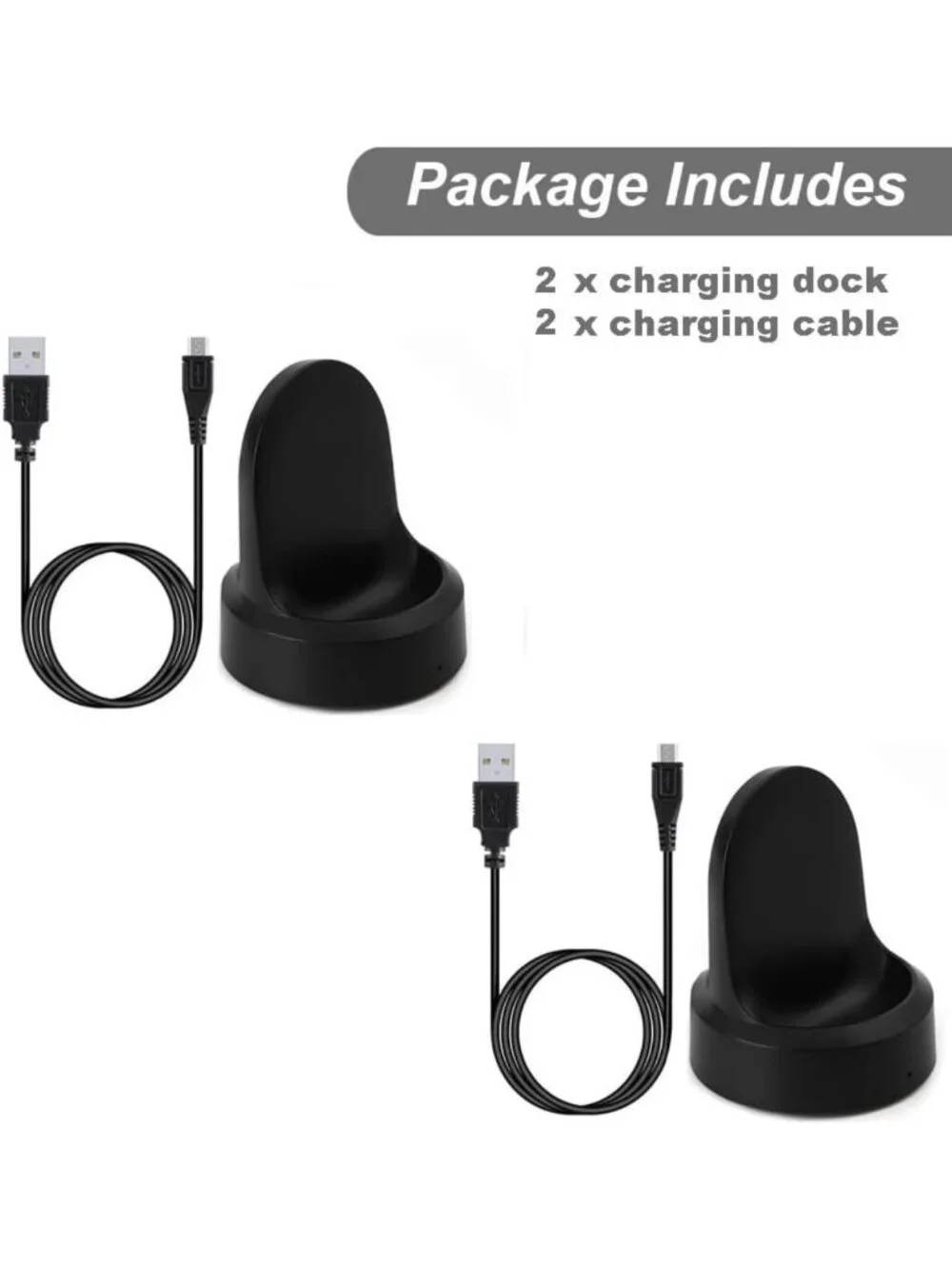 Smartwatch Charging Dock for Gear S3 Classic/Frontier - 2-Pack Cradle Charger